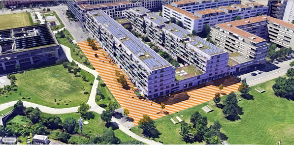 Drohnenansicht der Ida-sträulistrasse vom Eulachpark her